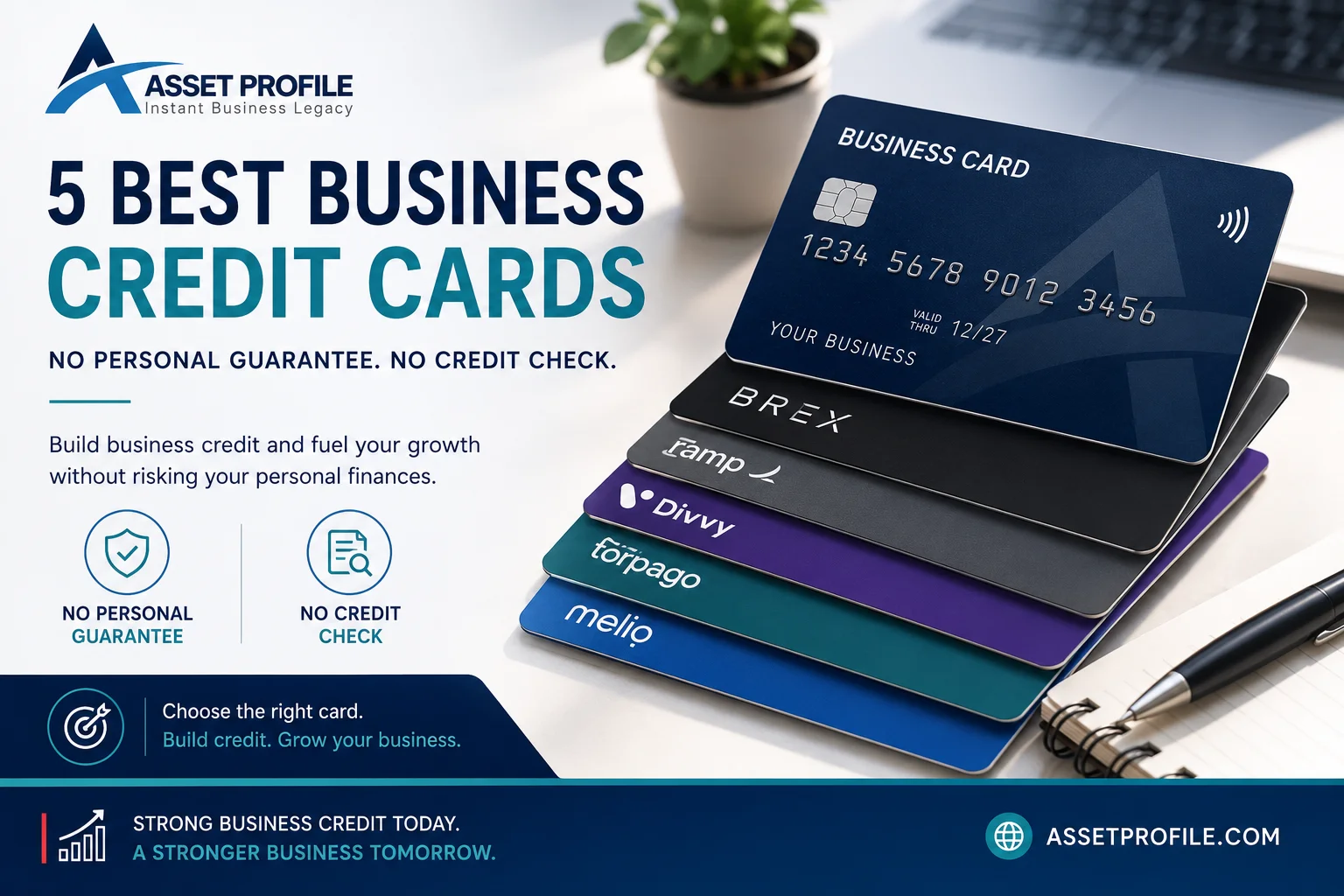 Business credit cards for startups with no personal guarantee, from AssetProfile
