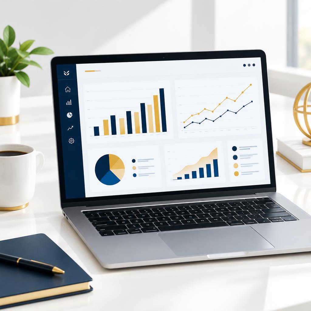 Business finance dashboard on a laptop
