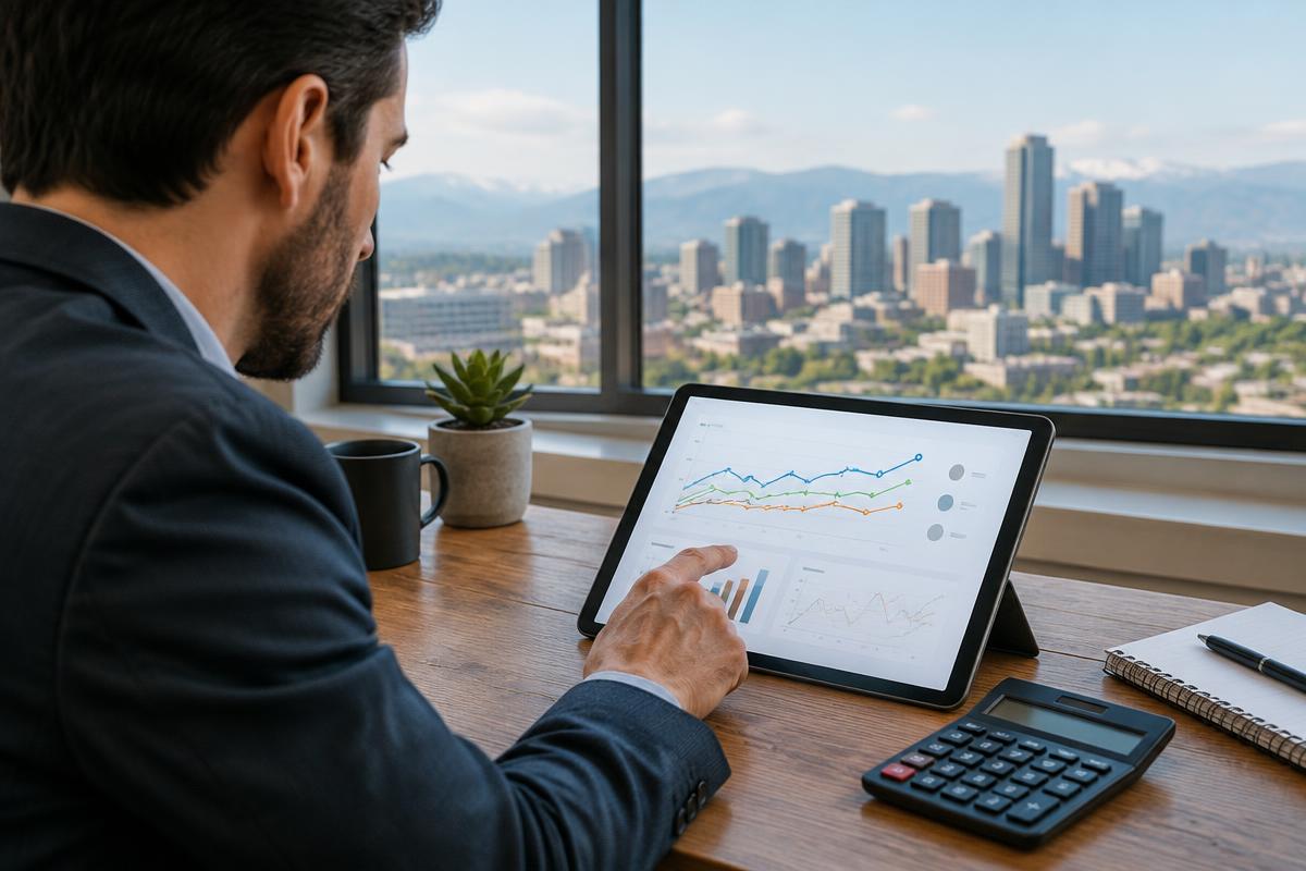 Business owner comparing credit line options on a tablet